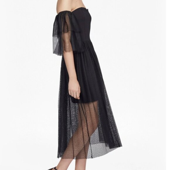 French Connection Sheer Off-The-Shoulder Mesh Bustier Dress - Picture 1 of 7